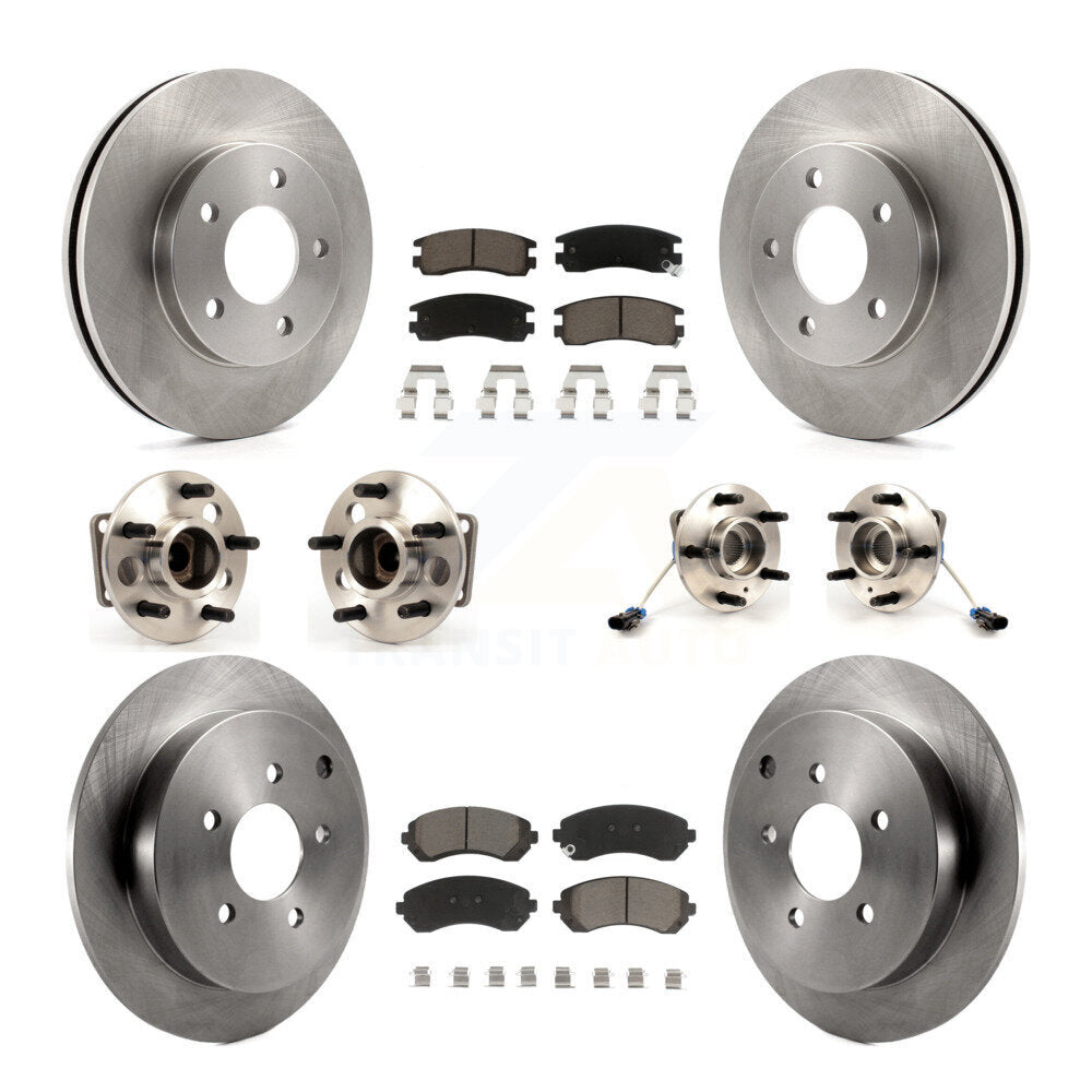 Hub Bearings Disc Brake Rotors And Pads Front Rear Kit (10Pc) For Pontiac Aztek