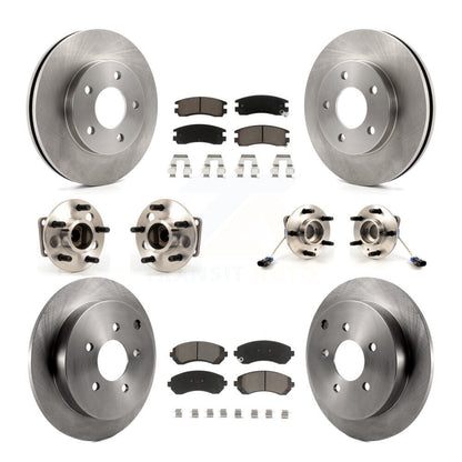 Hub Bearings Disc Brake Rotors And Pads Front Rear Kit (10Pc) For Pontiac Aztek