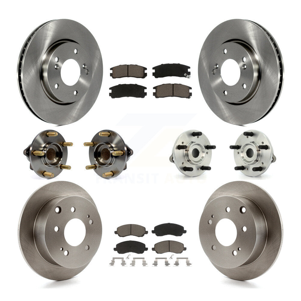 Hub Bearing Brake Rotor & Pads Front Rear Kit (10Pc) For 10-12 Mitsubishi Galant