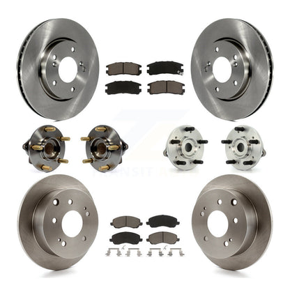 Hub Bearing Brake Rotor & Pads Front Rear Kit (10Pc) For 10-12 Mitsubishi Galant
