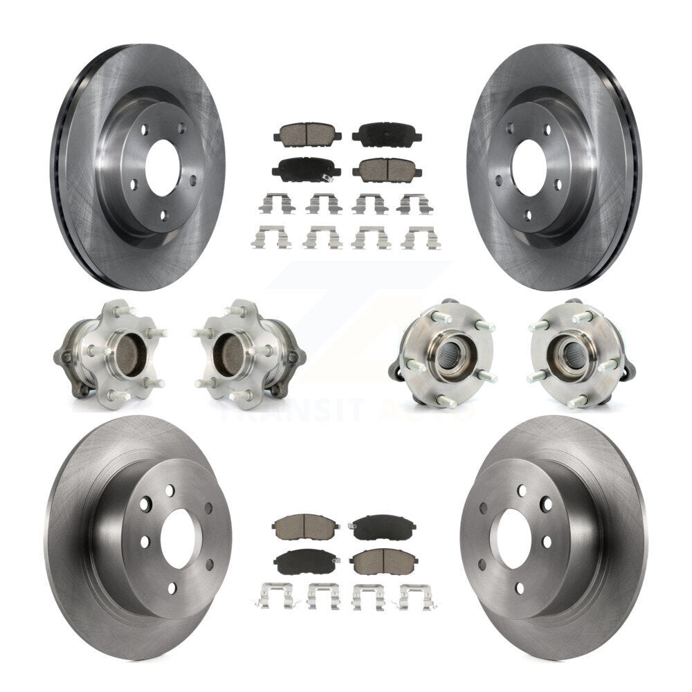 Hub Bearings Disc Brake Rotors And Pads Front Rear Kit (10Pc) For Nissan Altima