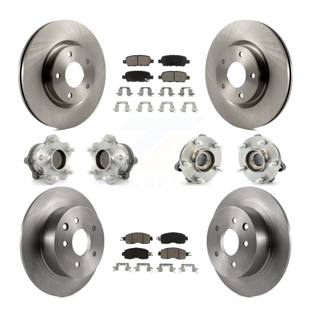 Hub Bearings Disc Brake Rotors And Pads Front Rear Kit (10Pc) For Nissan Altima