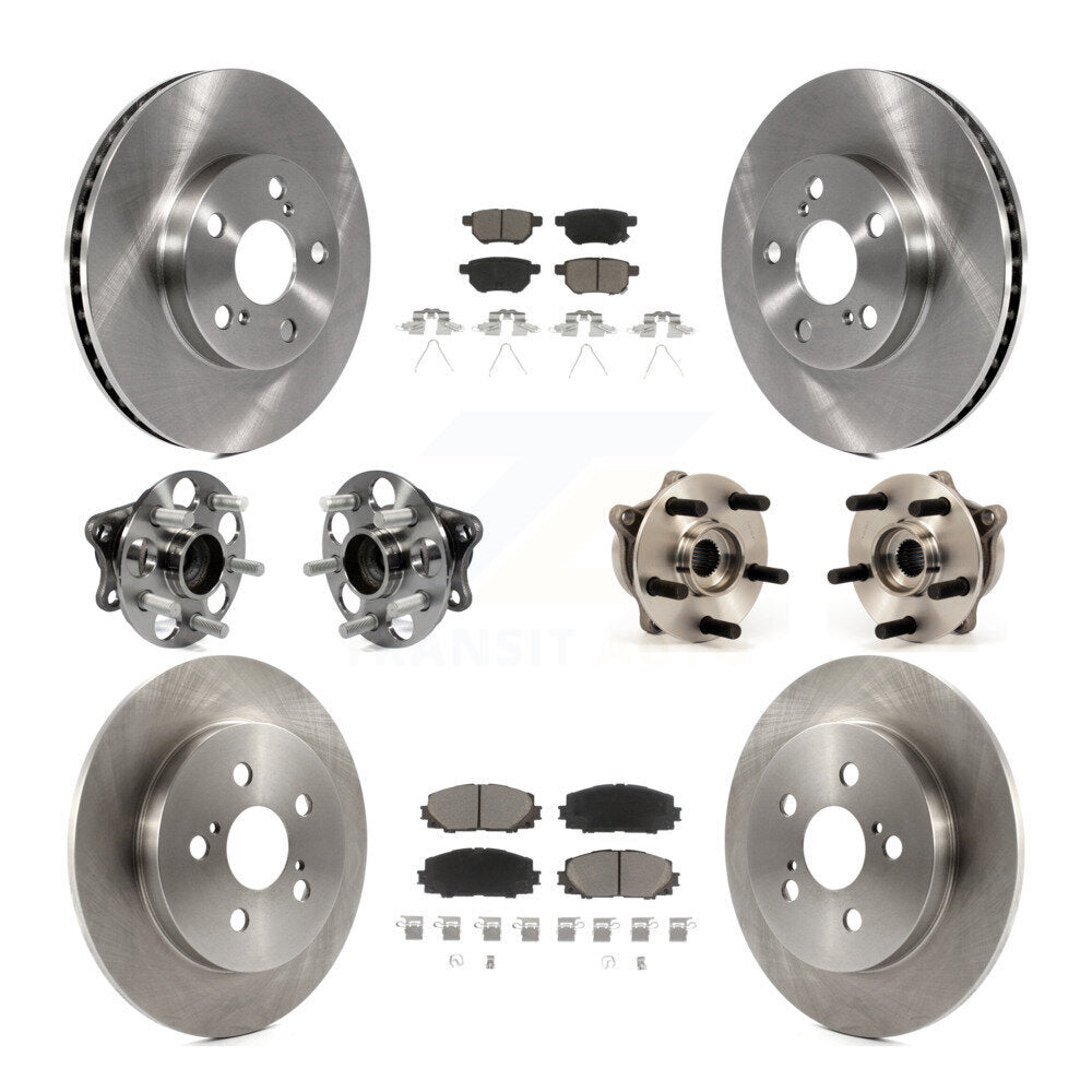 Hub Bearing Disc Brake Rotor Pads Front Rear Kit (10Pc) For Toyota Prius Plug-In