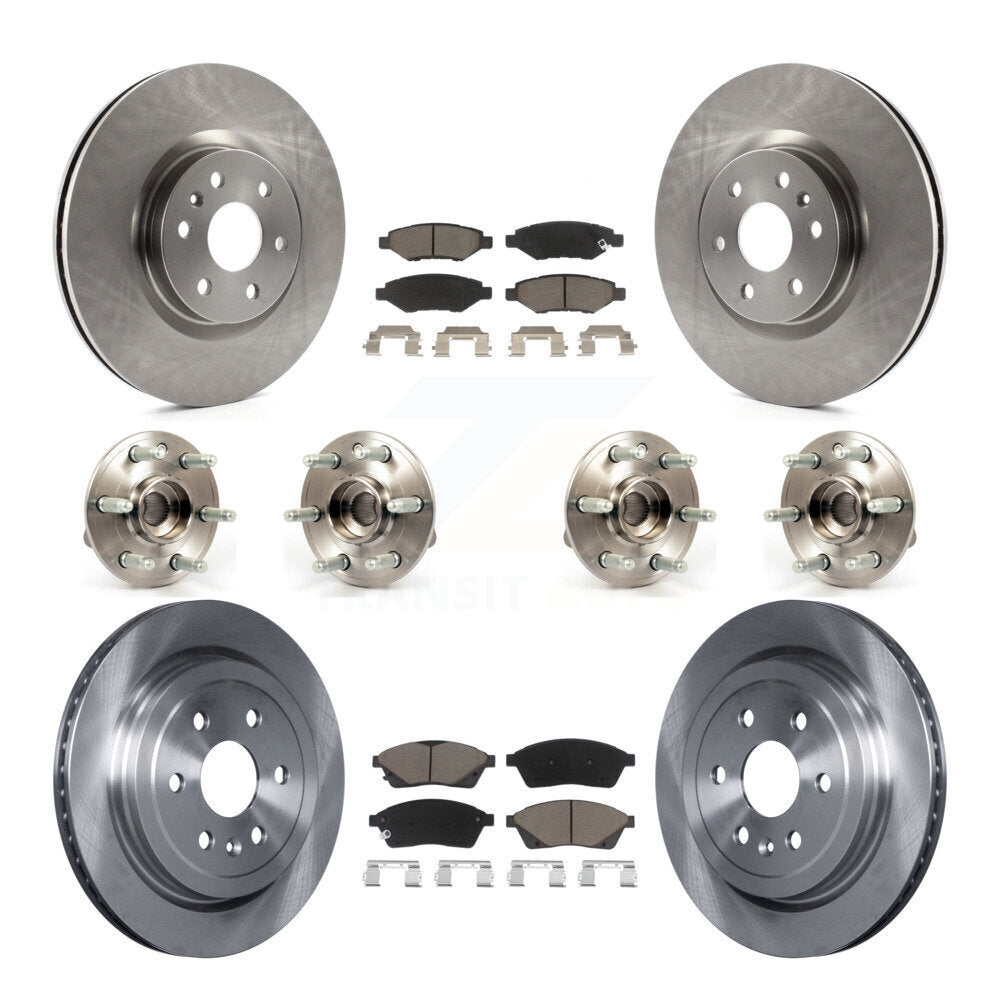 Hub Bearing Brake Rotor And Pad Front Rear Kit (10Pc) For Cadillac SRX Saab 9-4X