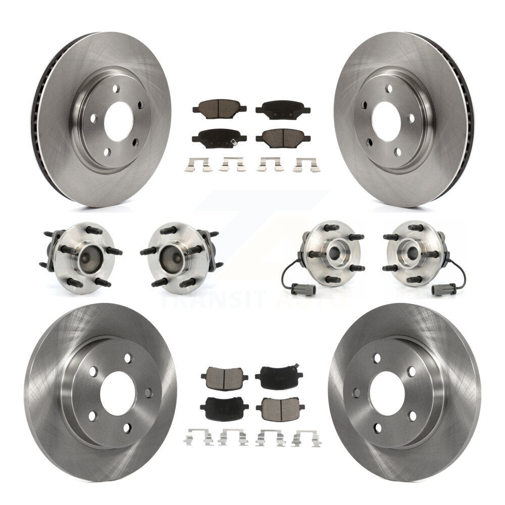 Hub Bearing Brake Rotor & Pads Front Rear Kit (10Pc) For Chevrolet Cobalt Saturn