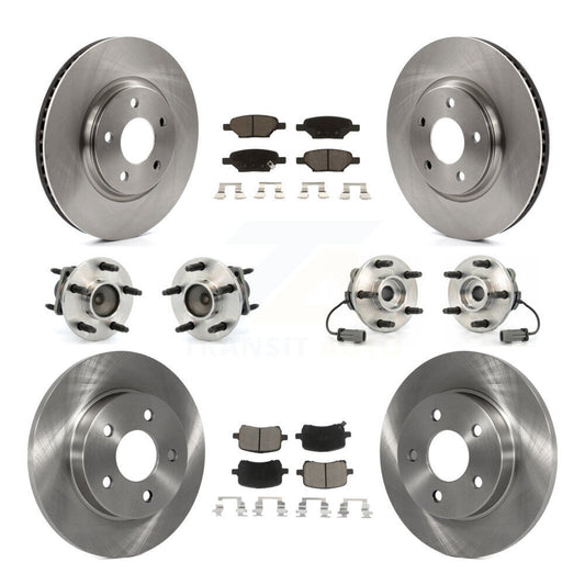 Hub Bearing Brake Rotor & Pads Front Rear Kit (10Pc) For Chevrolet Cobalt Saturn