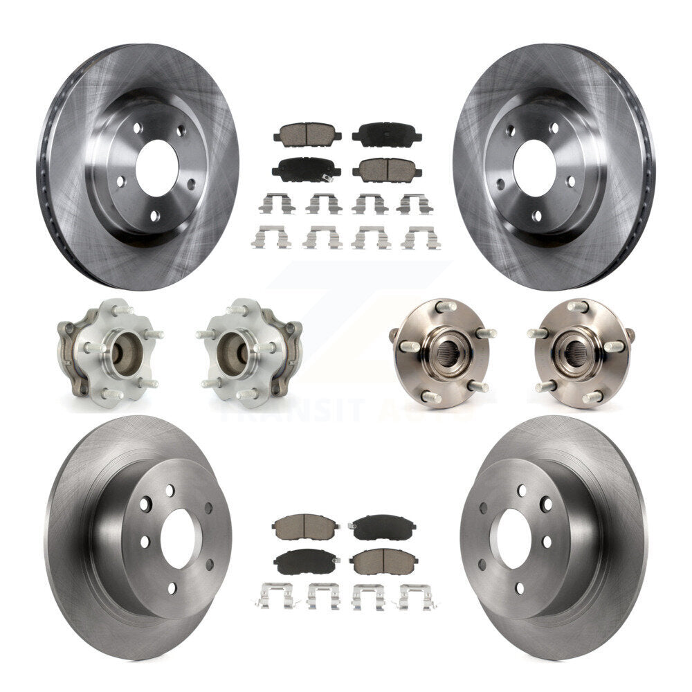 Hub Bearings Disc Brake Rotors And Pads Front Rear Kit (10Pc) For Nissan Sentra