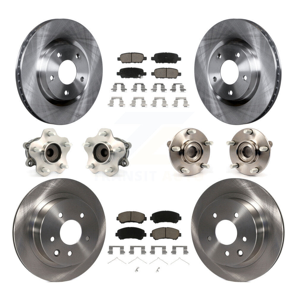 Hub Bearing Brake Rotor & Pads Front Rear Kit (10Pc) For Nissan Rogue Select FWD