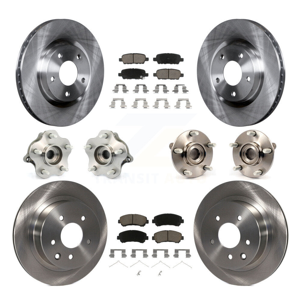 Hub Bearing Disc Brake Rotor And Pads Front Rear Kit (10Pc) For Nissan Rogue AWD