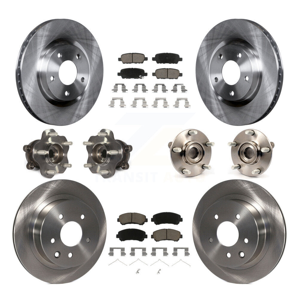 Hub Bearing Brake Rotor & Pads Front Rear Kit (10Pc) For Nissan Rogue Select AWD
