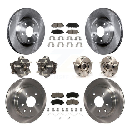 Hub Bearing Brake Rotor & Pads Front Rear Kit (10Pc) For Nissan Rogue Select AWD