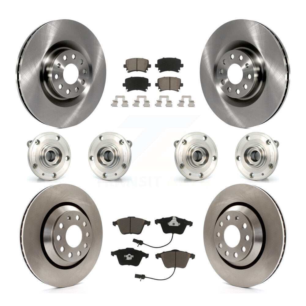 Hub Bearing Brake Rotor Pads Front Rear Kit (10Pc) For Volkswagen Passat CC Golf