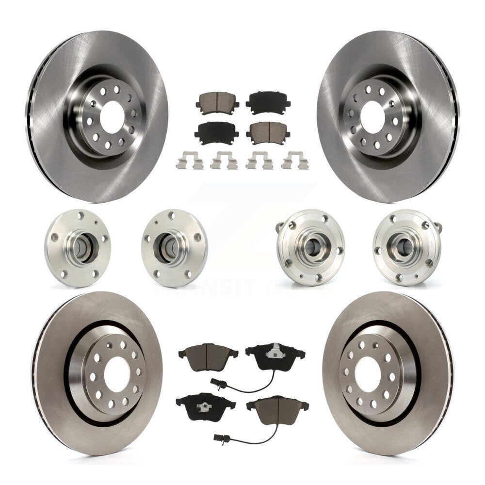 Hub Bearing Disc Brake Rotor Pads Front Rear Kit (10Pc) For Volkswagen Passat CC