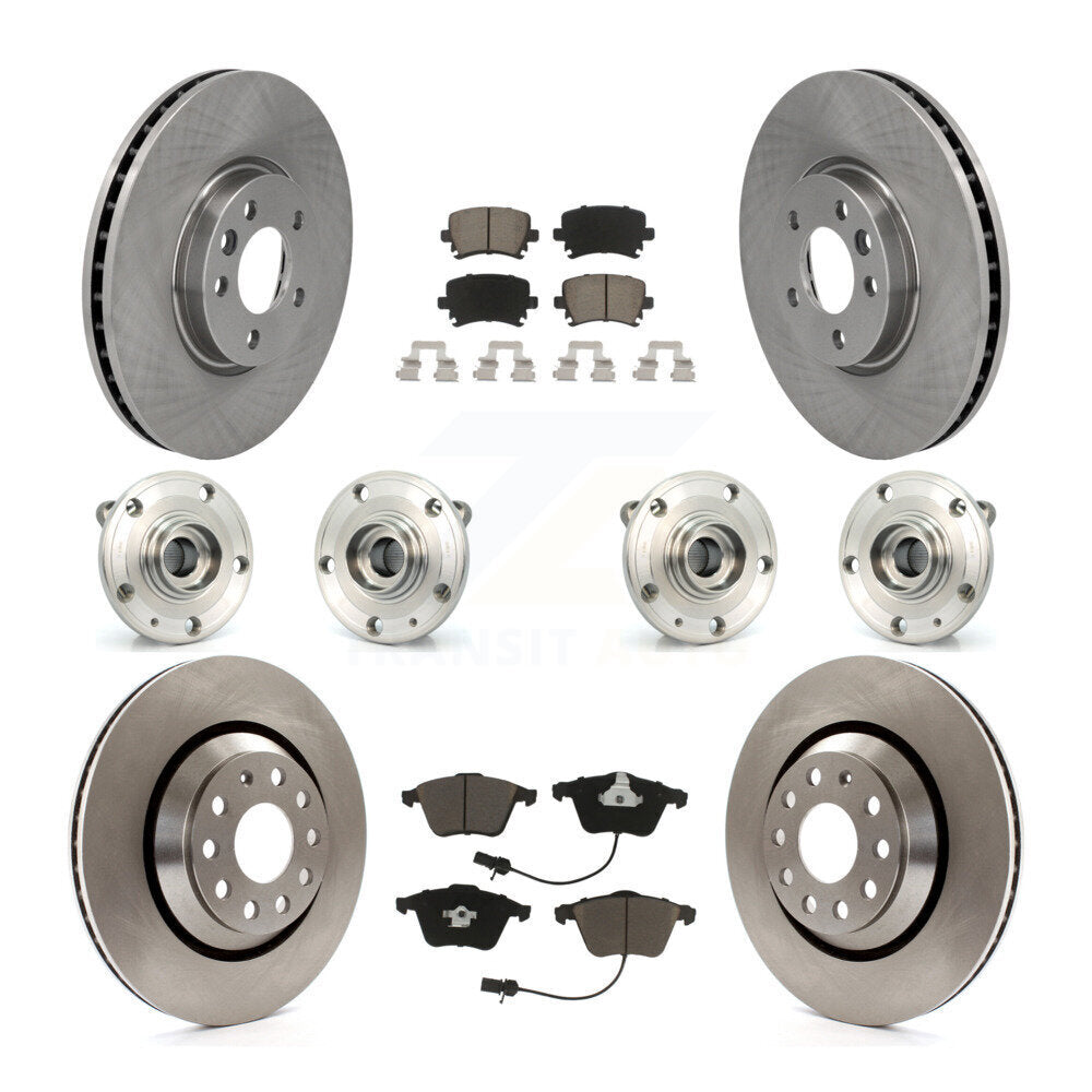 Hub Bearings Disc Brake Rotors And Pads Front Rear Kit (10Pc) For Volkswagen CC