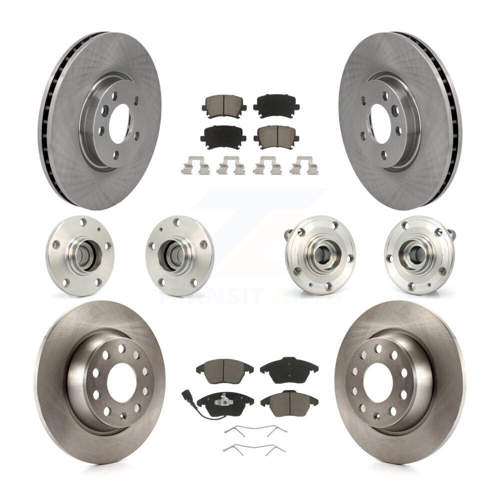 Hub Bearings Disc Brake Rotors And Pads Front Rear Kit (10Pc) For Volkswagen CC