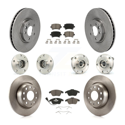 Hub Bearings Disc Brake Rotors And Pads Front Rear Kit (10Pc) For Volkswagen CC