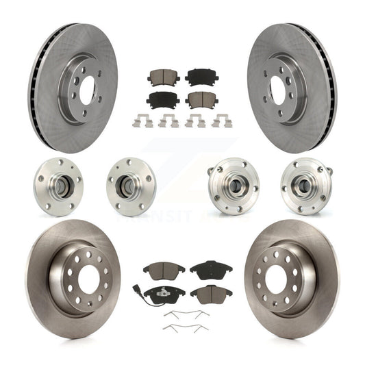 Hub Bearings Disc Brake Rotors And Pads Front Rear Kit (10Pc) For Volkswagen CC