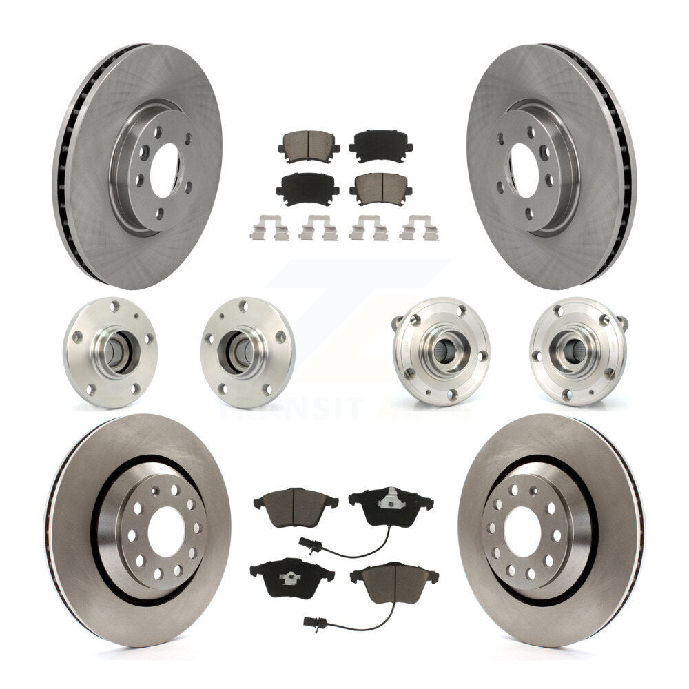 Hub Bearings Disc Brake Rotors And Pads Front Rear Kit (10Pc) For Volkswagen CC