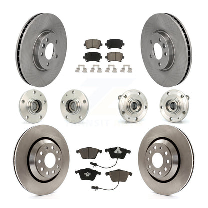 Hub Bearings Disc Brake Rotors And Pads Front Rear Kit (10Pc) For Volkswagen CC