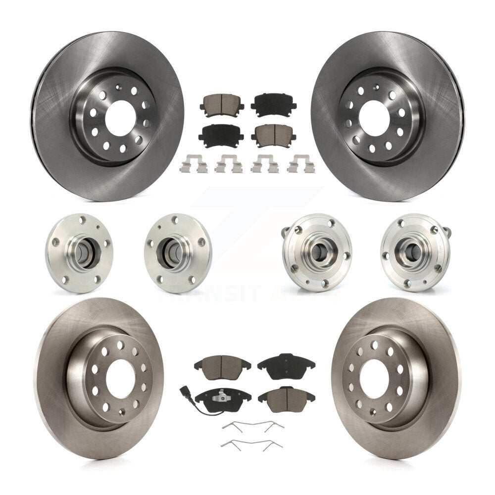Hub Bearing Disc Brake Rotor Pads Front Rear Kit (10Pc) For Volkswagen CC Passat