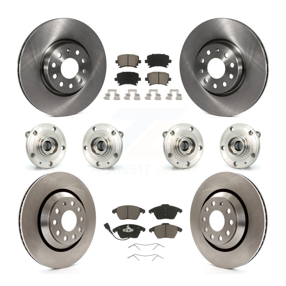 Hub Bearing Brake Rotor & Pad Front Rear Kit (10Pc) For Volkswagen Passat CC AWD