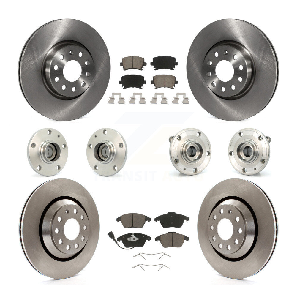 Hub Bearing Brake Rotor & Pad Front Rear Kit (10Pc) For Volkswagen Passat CC FWD