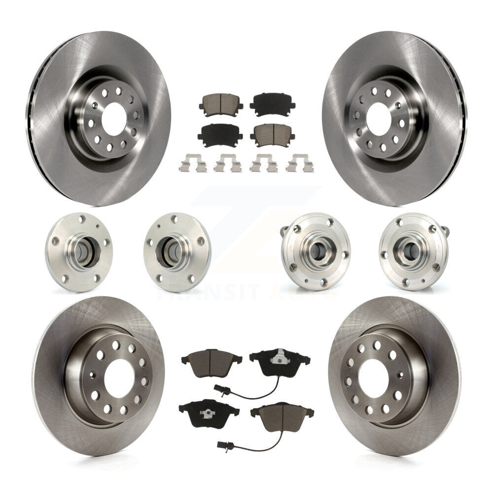 Hub Bearing Disc Brake Rotor And Pad Front Rear Kit (10Pc) For Volkswagen Passat