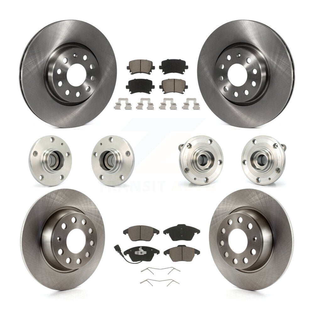Hub Bearing Disc Brake Rotor Pad Front Rear Kit (10Pc) For Volkswagen Passat Eos