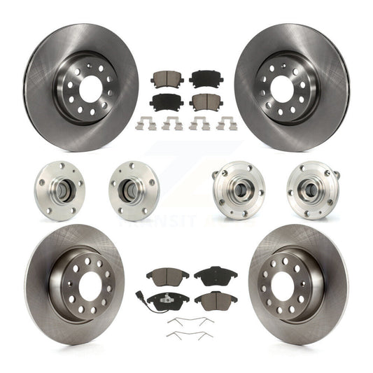 Hub Bearing Disc Brake Rotor Pad Front Rear Kit (10Pc) For Volkswagen Passat Eos