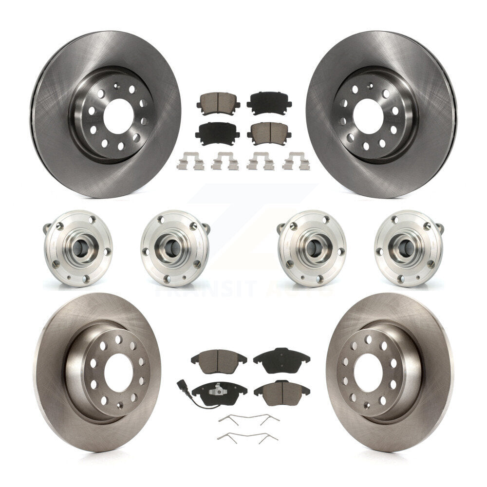 Hub Bearing Brake Rotor Pads Front Rear Kit (10Pc) For Volkswagen Passat Audi CC