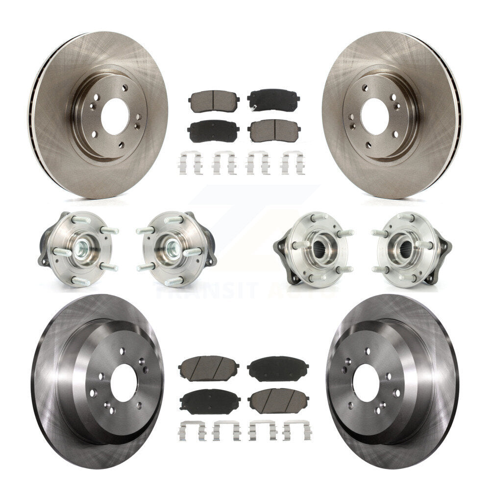 Hub Bearing Brake Rotor Pad Front Rear Kit (10Pc) For 07-12 Hyundai Veracruz FWD
