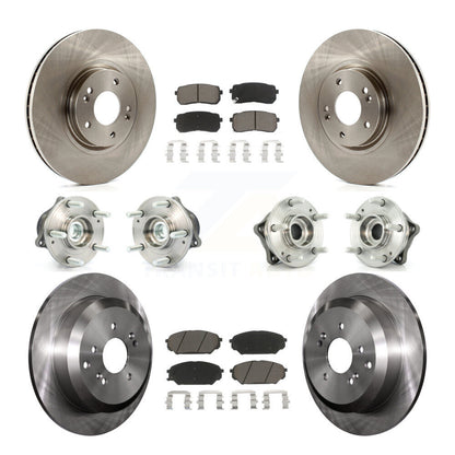 Hub Bearing Brake Rotor Pad Front Rear Kit (10Pc) For 07-12 Hyundai Veracruz FWD