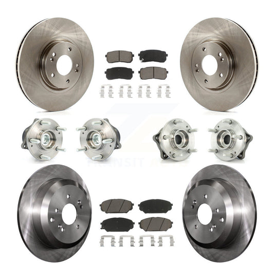 Hub Bearing Brake Rotor Pad Front Rear Kit (10Pc) For 07-12 Hyundai Veracruz FWD