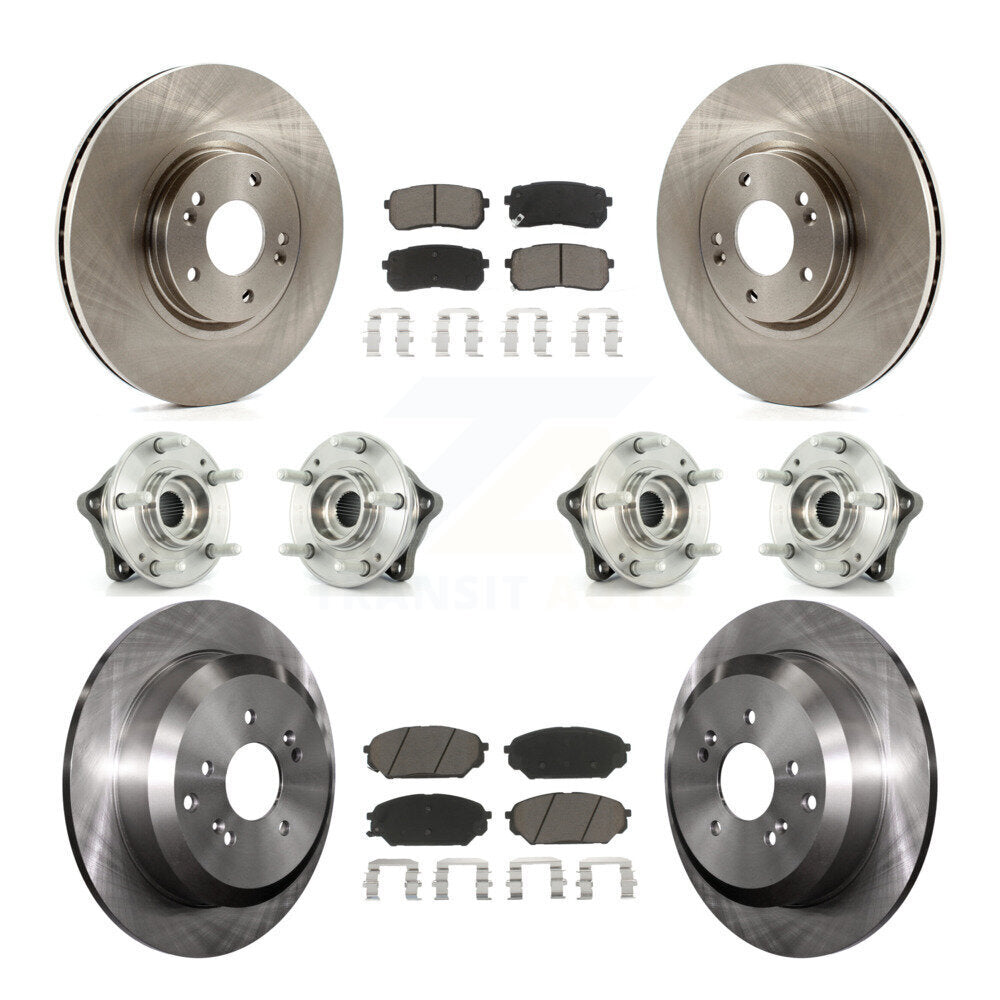 Hub Bearing Brake Rotor Pad Front Rear Kit (10Pc) For 07-12 Hyundai Veracruz AWD
