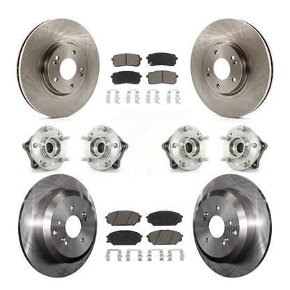 Hub Bearing Brake Rotor Pad Front Rear Kit (10Pc) For 07-12 Hyundai Veracruz AWD
