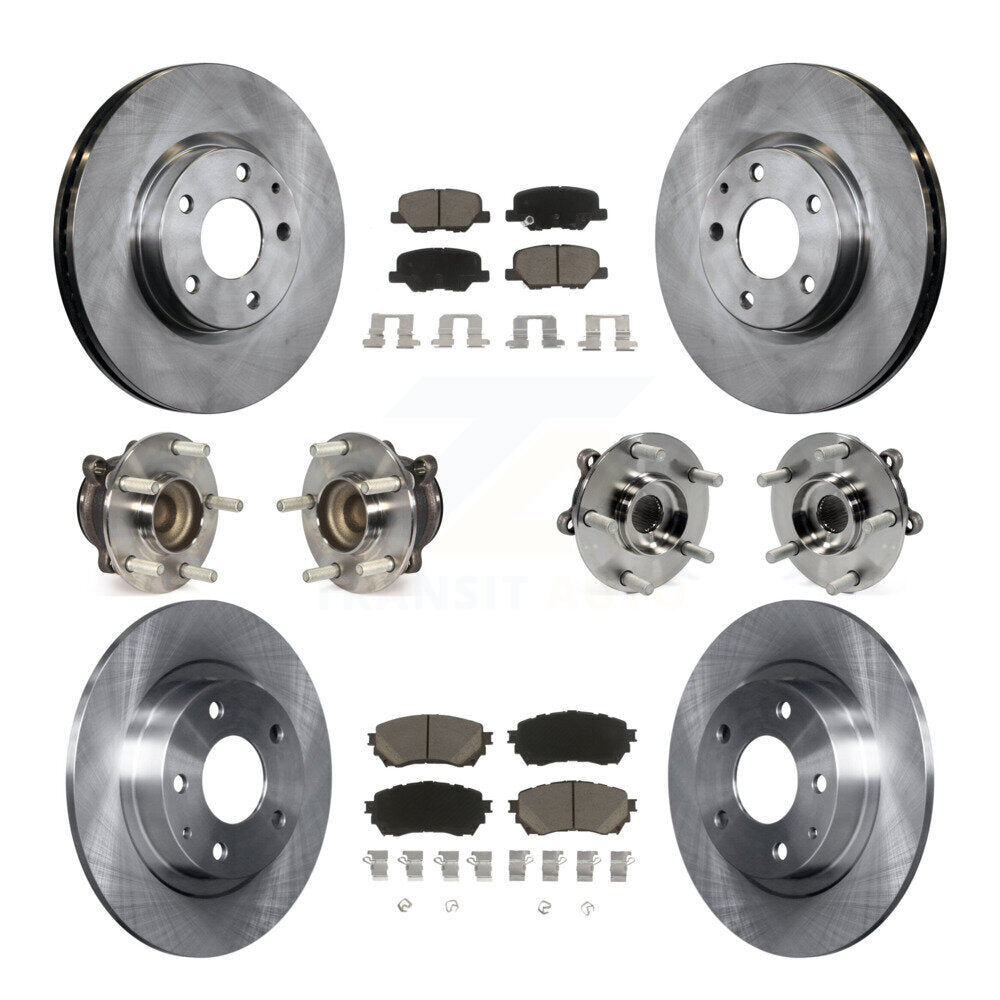 Hub Bearing Disc Brake Rotors And Ceramic Pads Front Rear Kit (10Pc) For Mazda 6