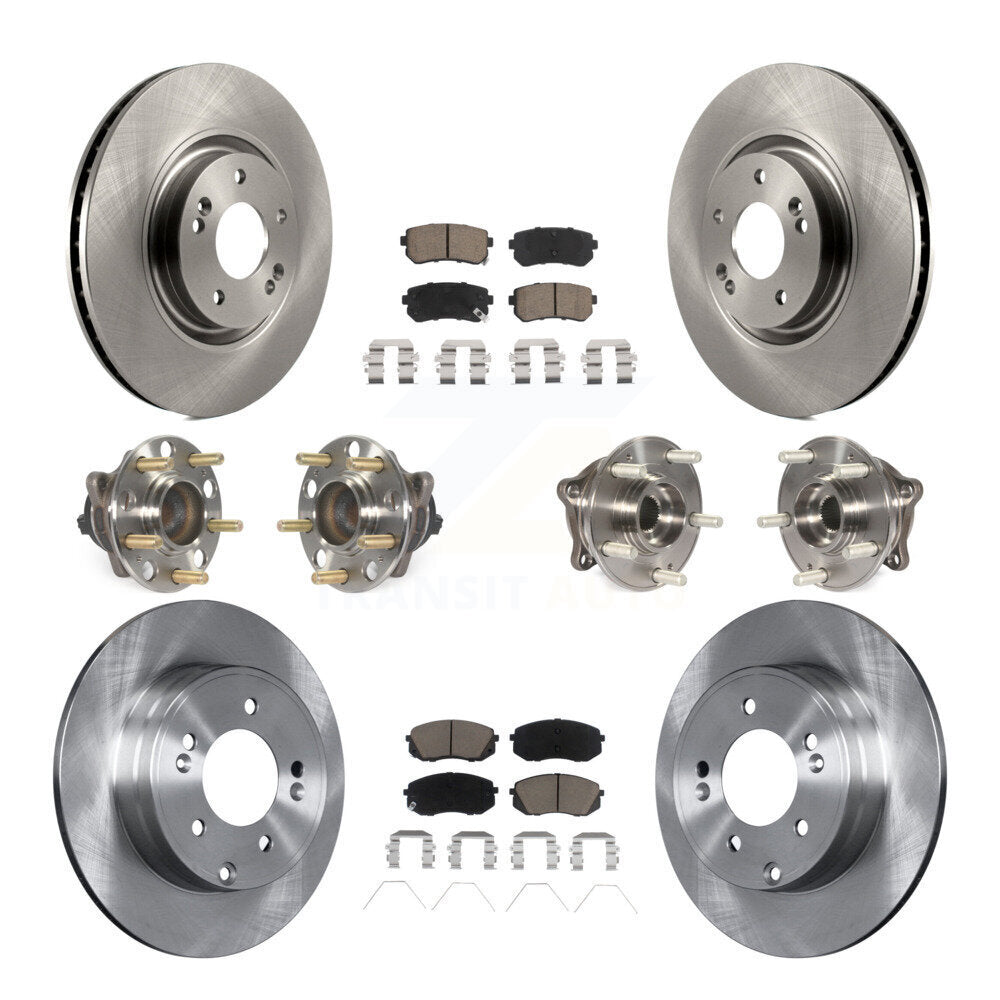 Hub Bearings Disc Brake Rotors And Pads Front Rear Kit (10Pc) For Kia Optima