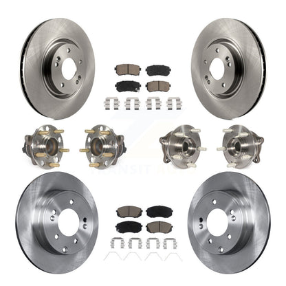 Hub Bearings Disc Brake Rotors And Pads Front Rear Kit (10Pc) For Kia Optima