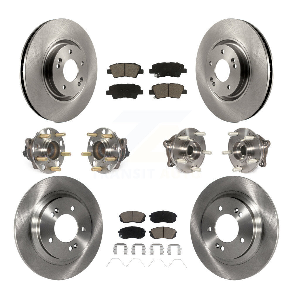 Hub Bearings Disc Brake Rotors And Pads Front Rear Kit (10Pc) For Kia Optima
