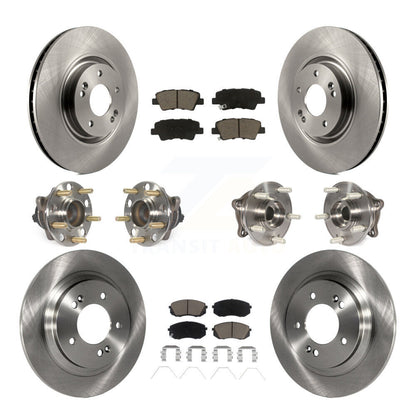 Hub Bearings Disc Brake Rotors And Pads Front Rear Kit (10Pc) For Kia Optima