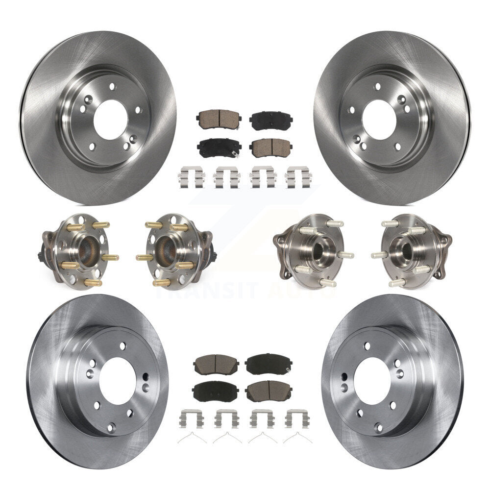 Hub Bearings Disc Brake Rotors And Pads Front Rear Kit (10Pc) For Kia Optima