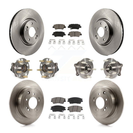 Hub Bearings Disc Brake Rotors And Pads Front Rear Kit (10Pc) For Kia Sportage