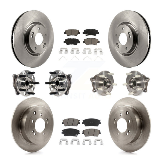 Hub Bearings Disc Brake Rotors And Pads Front Rear Kit (10Pc) For Kia Sportage