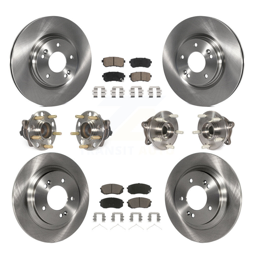 Hub Bearings Disc Brake Rotors And Pads Front Rear Kit (10Pc) For Kia Optima
