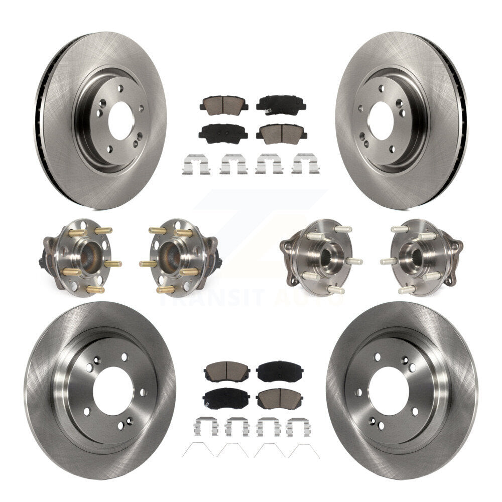 Hub Bearing Brake Rotor Pads Front Rear Kit (10Pc) For Hyundai Sonata GAS engine