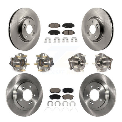 Hub Bearing Brake Rotor Pads Front Rear Kit (10Pc) For Hyundai Sonata GAS engine
