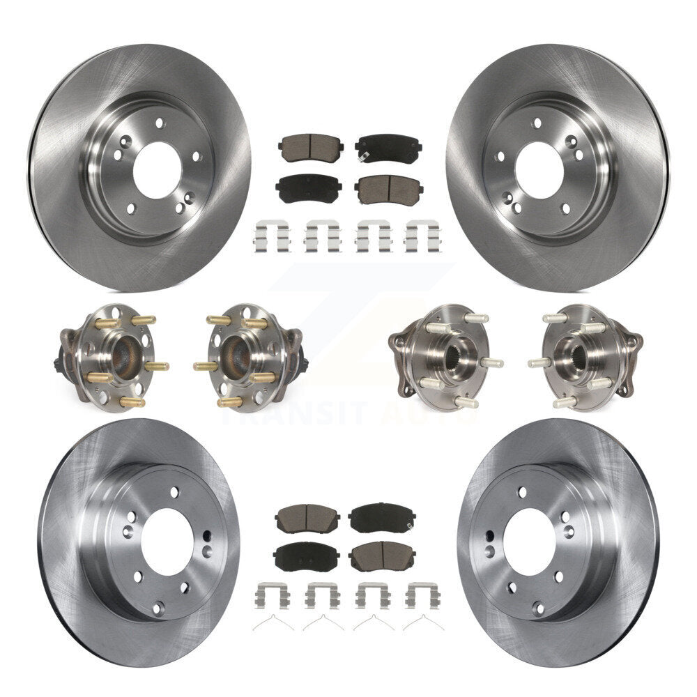 Hub Bearing Brake Rotor Pads Front Rear Kit (10Pc) For Hyundai Sonata GAS engine