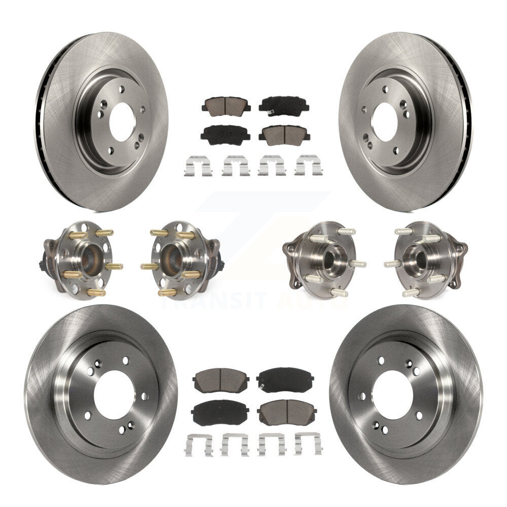 Hub Bearing Brake Rotor Pads Front Rear Kit (10Pc) For Hyundai Sonata GAS engine