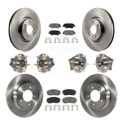 Hub Bearing Brake Rotor Pads Front Rear Kit (10Pc) For Hyundai Sonata GAS engine