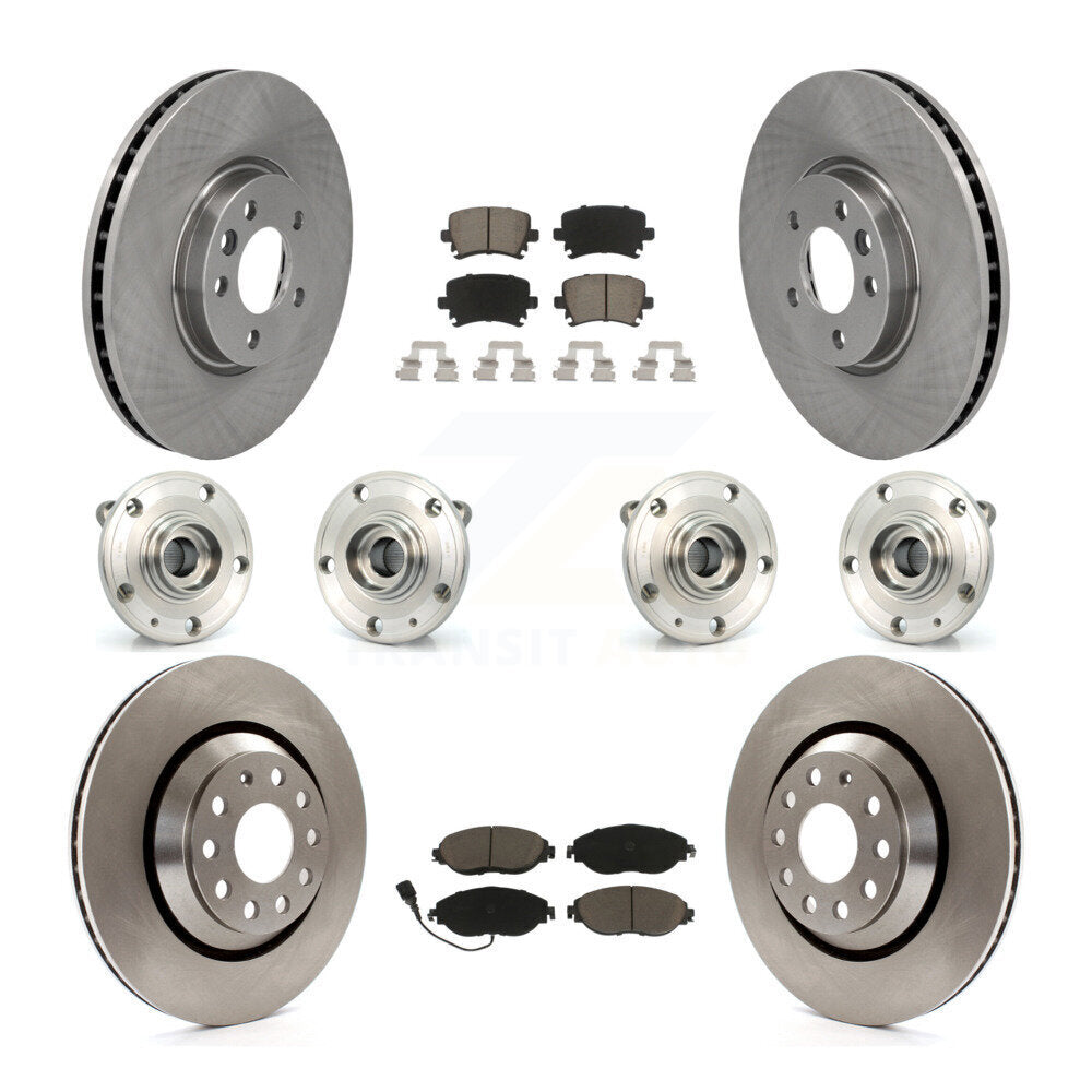 Hub Bearing Disc Brake Rotor And Pad Front Rear Kit (10Pc) For Volkswagen CC AWD